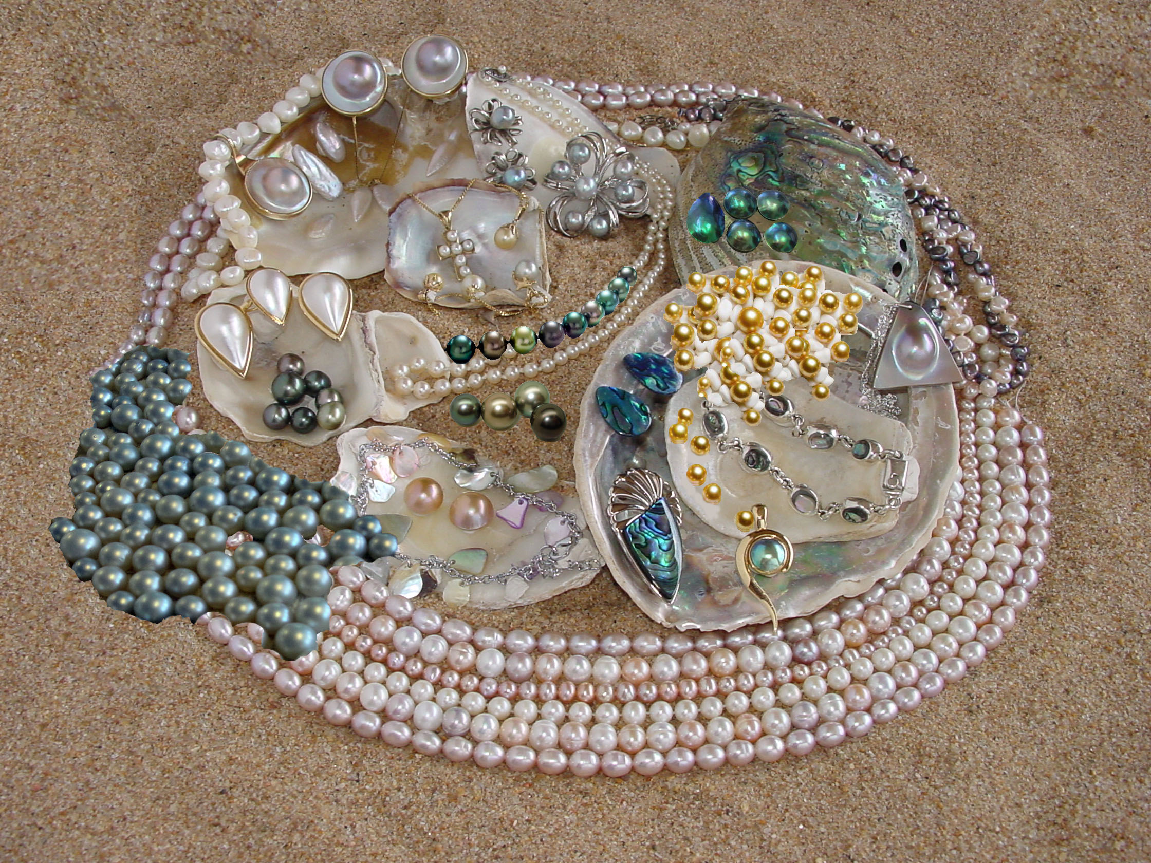 Vaious pearls on display